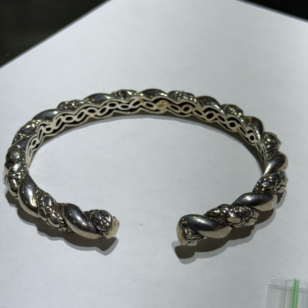 Sterling Silver 925 JAI John Hardy Twist Cable Hinged Bangle Cuff Bracelet 7.25” - Picture 9 of 10